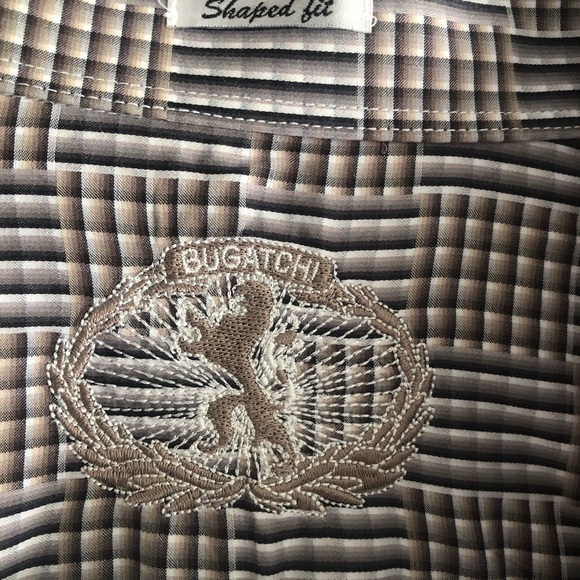 Bugatchi Men’s Dress Shirt  Pretty brown & black check/square pattern - Picture 6 of 9